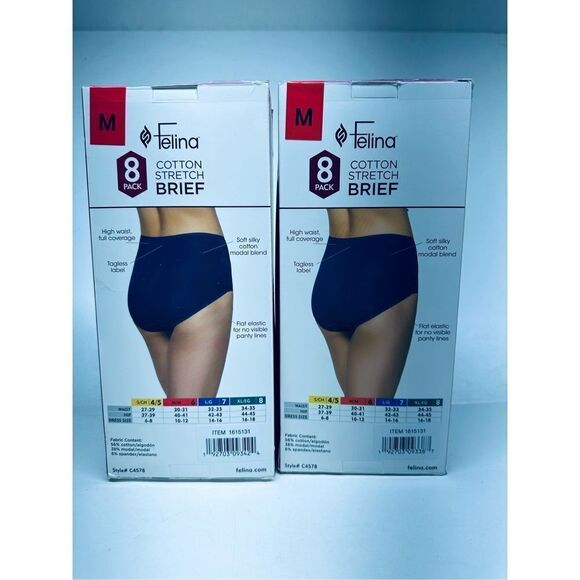 2 Pack Felina Women’s Cotton Stretch Briefs Size M (Each pack 8 pairs ) - Picture 2 of 6